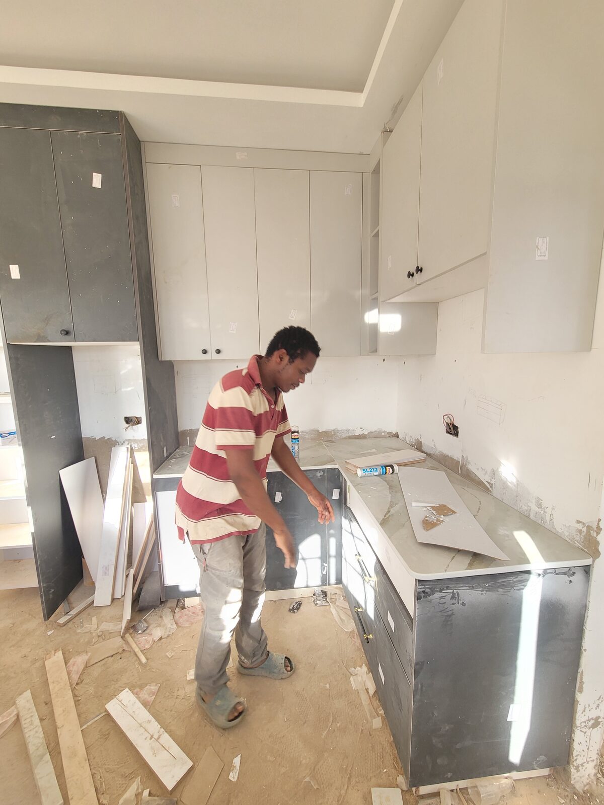 Kitchen cabinetry fit-out in progress